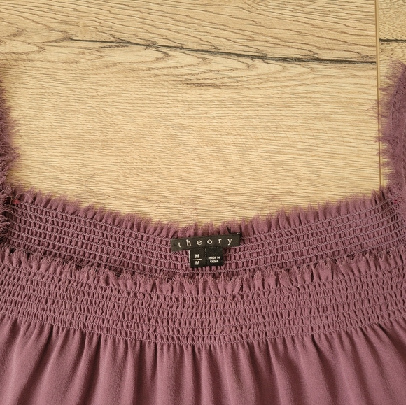Theory 100 % Silk Peasant Alterina Purple Blouse Size M - Picture 4 of 8